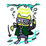 cat diver and sea creatures sticker #7304283