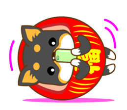 the black Shiba Daruma doll sticker #7307248