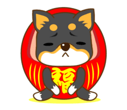 the black Shiba Daruma doll sticker #7307249