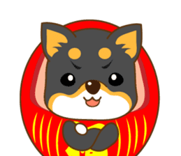 the black Shiba Daruma doll sticker #7307250