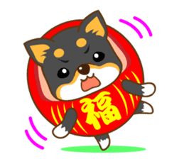 the black Shiba Daruma doll sticker #7307252