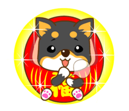 the black Shiba Daruma doll sticker #7307255