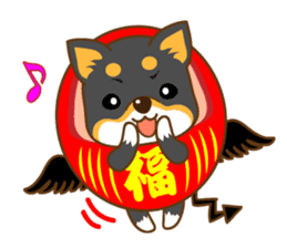 the black Shiba Daruma doll sticker #7307256