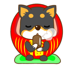 the black Shiba Daruma doll sticker #7307258