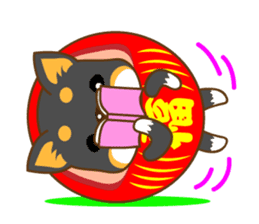 the black Shiba Daruma doll sticker #7307260