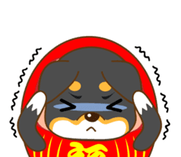 the black Shiba Daruma doll sticker #7307263
