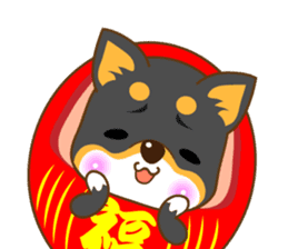 the black Shiba Daruma doll sticker #7307266