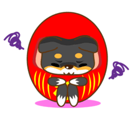 the black Shiba Daruma doll sticker #7307269