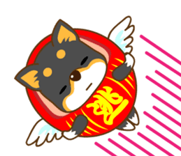 the black Shiba Daruma doll sticker #7307273
