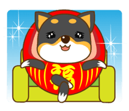 the black Shiba Daruma doll sticker #7307275