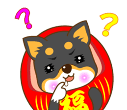 the black Shiba Daruma doll sticker #7307279