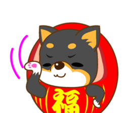 the black Shiba Daruma doll sticker #7307280