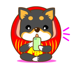 the black Shiba Daruma doll sticker #7307281