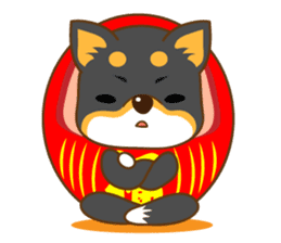 the black Shiba Daruma doll sticker #7307282