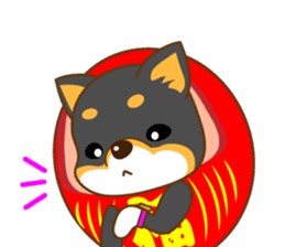 the black Shiba Daruma doll sticker #7307283