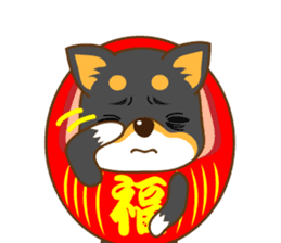 the black Shiba Daruma doll sticker #7307284