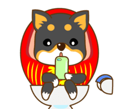 the black Shiba Daruma doll sticker #7307285