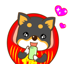 the black Shiba Daruma doll sticker #7307286