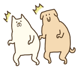 White that fellow and cat and dog sticker #7319379