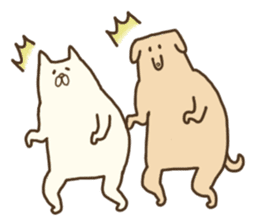 White that fellow and cat and dog sticker #7319379