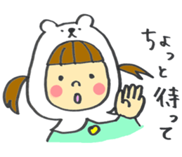 A white Riding bear Hood. sticker #7339378