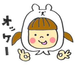 A white Riding bear Hood. sticker #7339380