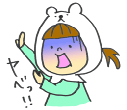 A white Riding bear Hood. sticker #7339381