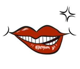 Comic cartoon-style women's lips sticker #7343155