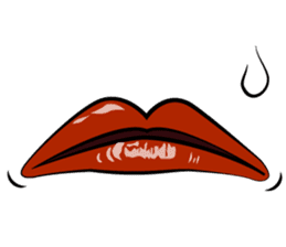 Comic cartoon-style women's lips sticker #7343156