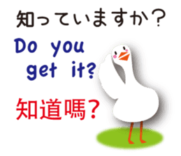 Duck speaks Japanese, Taiwanese,English sticker #7343781