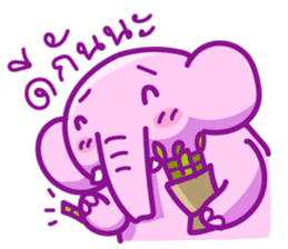 Pink smiley elephant sticker #7343828
