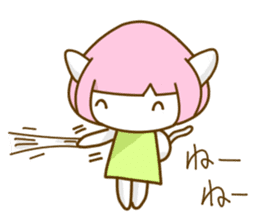 Bobbed hair cat of usual smiling face sticker #7363167