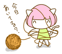 Bobbed hair cat of usual smiling face sticker #7363185