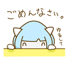 Bobbed hair cat of usual smiling face sticker #7363192