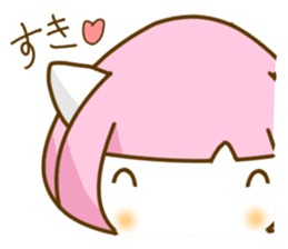 Bobbed hair cat of usual smiling face sticker #7363194
