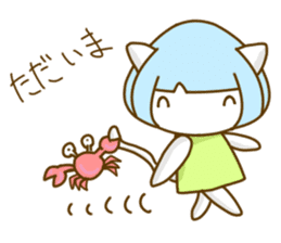 Bobbed hair cat of usual smiling face sticker #7363201