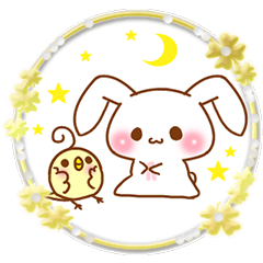 Moonlit night Child rabbit. Gold.English