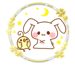 Moonlit night Child rabbit. Gold.English sticker #7365597