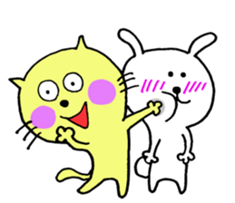 Rabbit which likes meat & Cat sticker #7371697