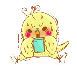 Small cute little bird coo.English sticker #7386866