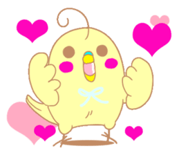 Small cute little bird coo.English sticker #7386876