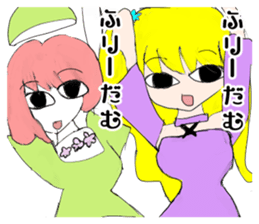 crazy angel and devil feminine 2 sticker #7390010