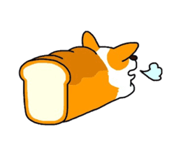Sticker of Corgi of white bread. sticker #7391226