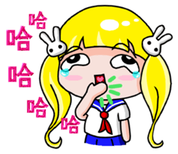 Love Funny yellow haired girl sticker #7393215