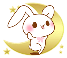 Moonlit night Child rabbit. fluffy! sticker #7396674
