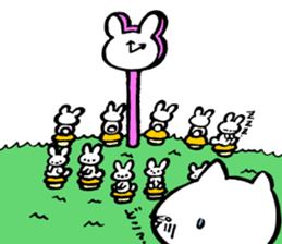 Unfortunate cat and alien rabbit sticker #7409488