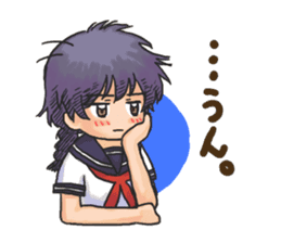 Shy Luna of 2 grade B class in summer sticker #7428644