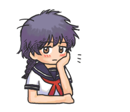 Shy Luna of 2 grade B class in summer sticker #7428645