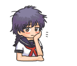 Shy Luna of 2 grade B class in summer sticker #7428645