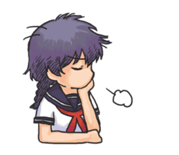 Shy Luna of 2 grade B class in summer sticker #7428646